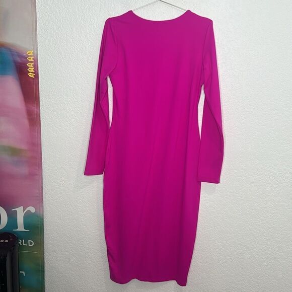 NWT Susana Monaco U Neck Bodycon MIDI Dress Pink Glo XL Revolve - Picture 6 of 15